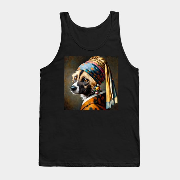 Wildlife Conservation - Pearl Earring African wild dog Meme Tank Top by Edd Paint Something